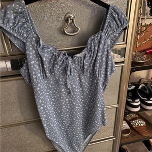 Blue Floral Women's Top